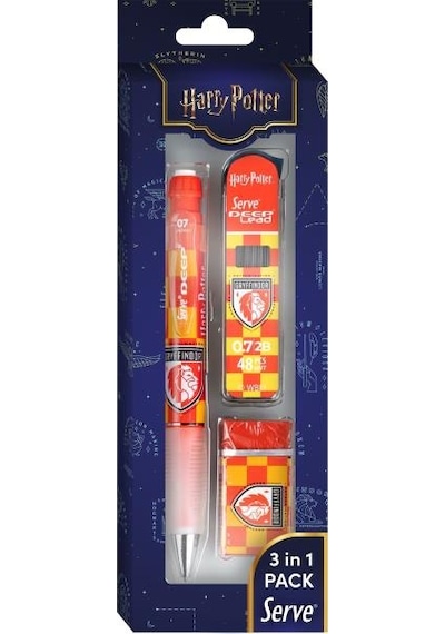 Serve Deep Üçlü Set 0.7 Mm Mekanik Versatil Kalem Harry Potter Gryffindor Damalı - Kırmızı Çok Renkli