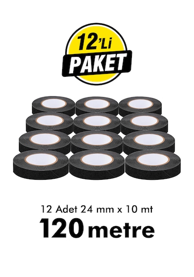 Unitape Siyah Merdiven/zemin Kaydırmaz Bant 24 Mm X 10 Mt 12 Li Paket