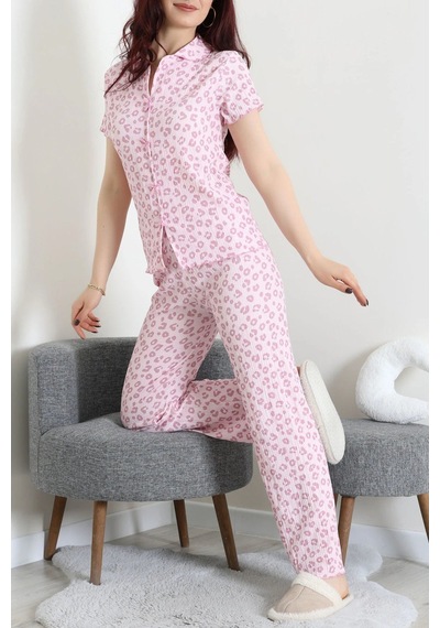 Modi Bürümcük Fiyonklu Pijama Takımı Pembe - 159.1287. Açık Gri - Pembe