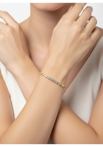 Valmont Accessories Kadın Gold Renk Su Yolu Taşlı Tenis Bileklik