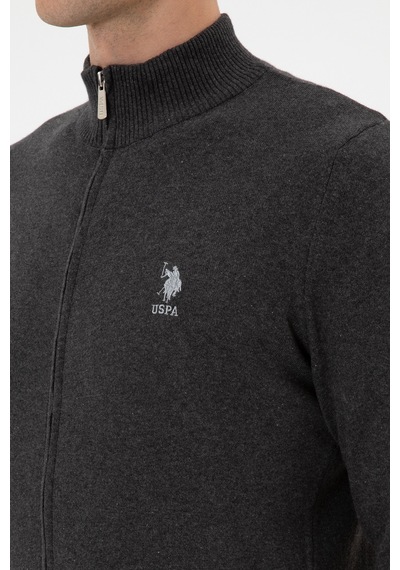U.S. Polo Assn. Erkek Slim Fit Antrasit Melanj Triko Hırka 50313684-VR081