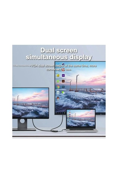 Usb 3.0 To Hdmi Vga 3.5mm 1080p Monitör Dönüştürücü Çevirici