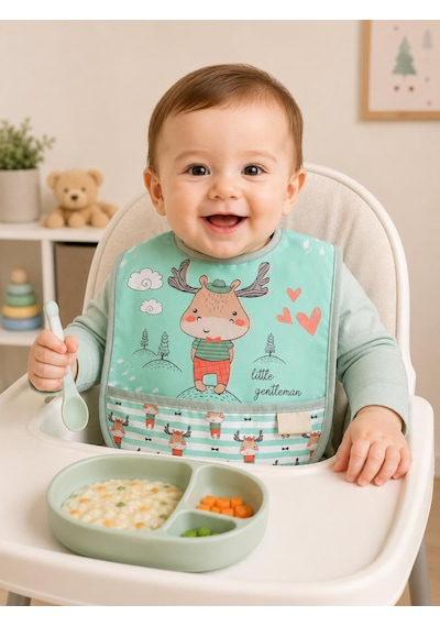 Set Kısa Kollu Bağlamalı Ayarlanabilir Sıvı Geçirmez Aktivite ve Mama Önlüğü Çok Renkli 2'li