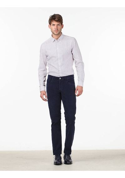 Kip Erkek Slim Fit Korduroy Pantolon - Minimalist Günlük Stil Lacivert