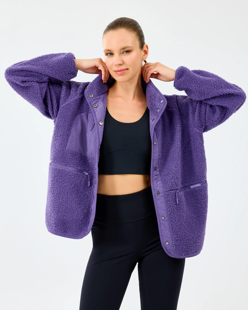 Skechers W Woven Detailed Pull Over Sherpa Kadın Mor Mont S2520218-0277 Mor