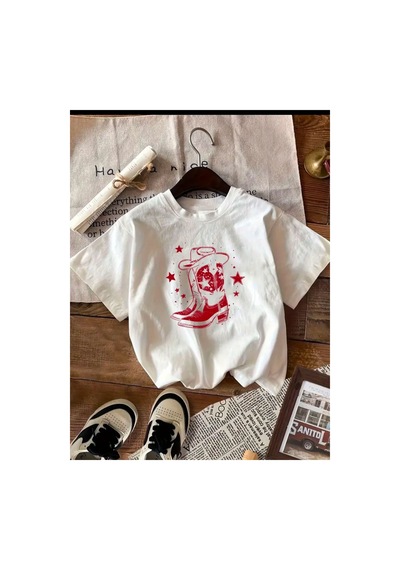 Medinenur Retro Baskılı Basic T-shirt Beyaz