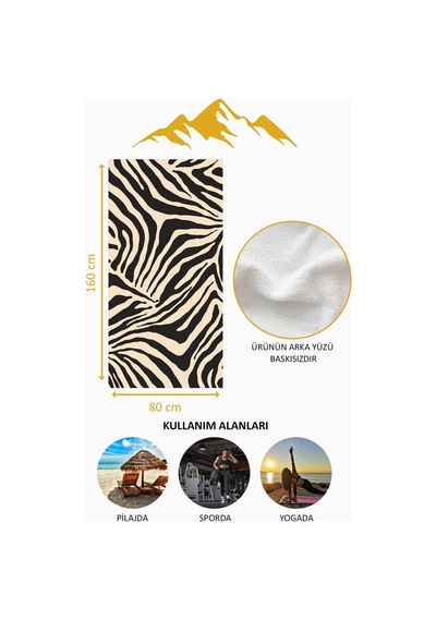 Dijital Baskı Plaj Deniz Havlusu Zebra Desenli Peştamal Hvl0185 Renkli