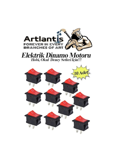 Mini Anahtar Arapuar Çıtçıt Anahtar 10 Adet Elektrik Devresi İçin Açma Kapama Düğmesi On / Off Kırmızı Siyah Anahtar