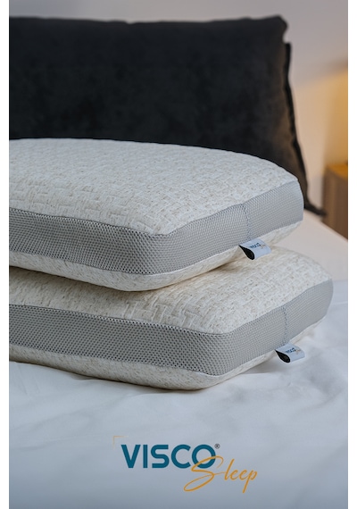 Visco Yastık Doğal Keten Kılıflı Ergonomik Visco Yastık 65 x 40 x 14 CM