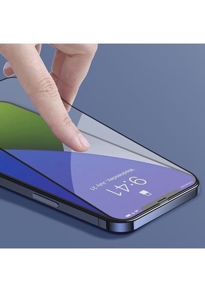 Baseus Apple Uyumlu   iPhone 12 Pro Max 3D Full Tempered Cam Ekran Koruyucu Siyah