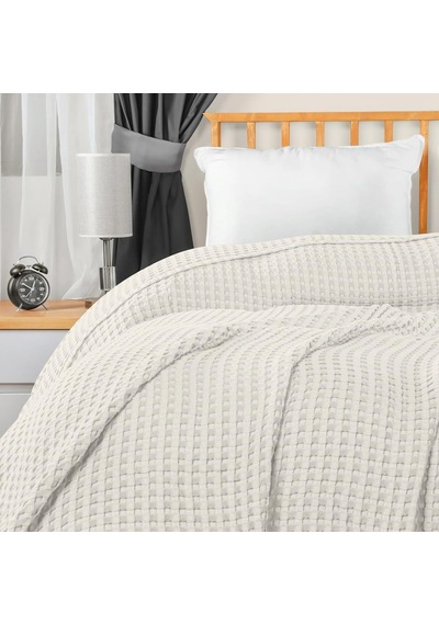 %100 Pamuk Waffle Desen Çift Kişilik Pike Yatak Örtüsü 200x230 Battaniye Çok Amaçlı Örtü Diğer