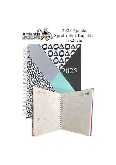 2025 Ajanda Spralli Sert Kapak 1 Adet 17x24 Cm Telli Ajanda 2025 Çizgili Ajanda Günlük Planlayıcı Termo Kapak Ofis Okul Beyaz