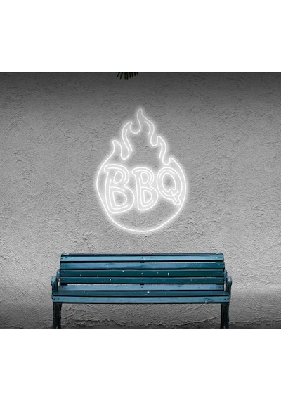 Bbq Yazılı Ve Şekilli Neon Tabela Beyaz
