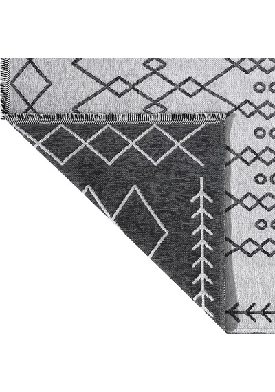 Palermo-6816a Antrasit Gri Çift Taraflı Yıkanabilir Dokuma Kolay Temizlenir Halı Kilim