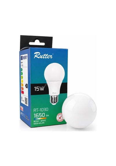 Rutter Rt-1030 E27 15w Led Ampul 6500k Beyaz Işık Yüksek Lümen Güçlü Aydınlatma Uzun Ömürlü Yüksek Verimli Lamba