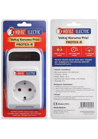 Horoz Protex-r Akım Korumalı Priz 16 Amper 220 Volt Digital Ekran