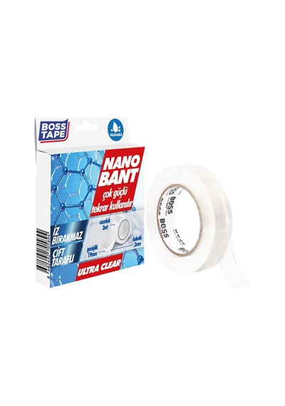Tarafli Nano Bant, 19 Mm X 3 Mt Boyut, Seffaf Çift