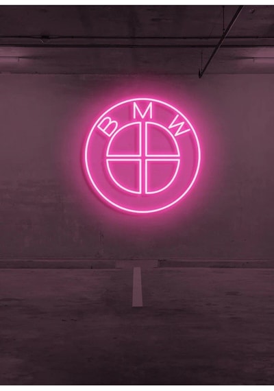 Rent A Carlara Özel Bmw Logo Neon Tabela Pembe