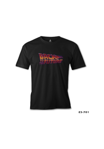 Back To The Future - Logo Siyah Erkek Tshirt