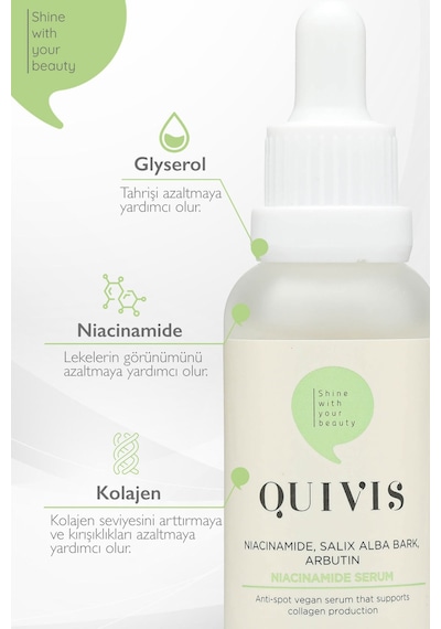 Quivis Akne Sivilce ve Siyah Nokta Karşıtı Niacinamide Serum 30 ML