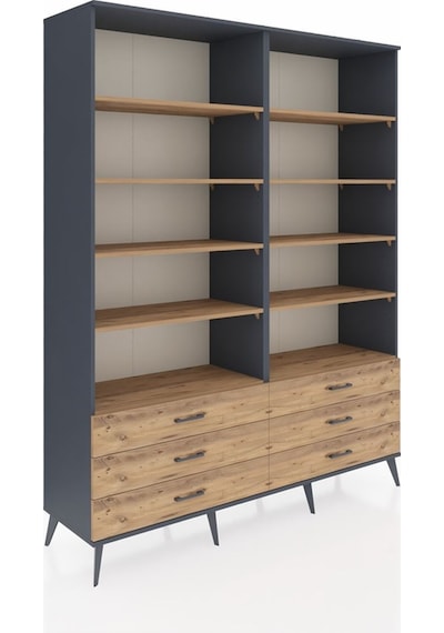 Hyperion Gardrop 10 Raflı 6 Çekmeceli 176x44x221 Antrasit-çam Çam
