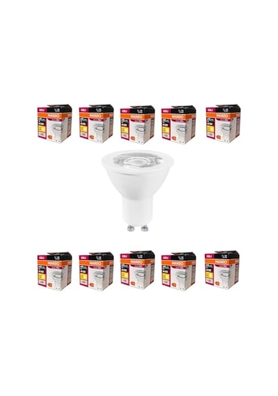 Ekonomik 10'lu Gu10 Led Ampul Seti - 4,5w, 350 Lumen, 3000k Sarı Işık
