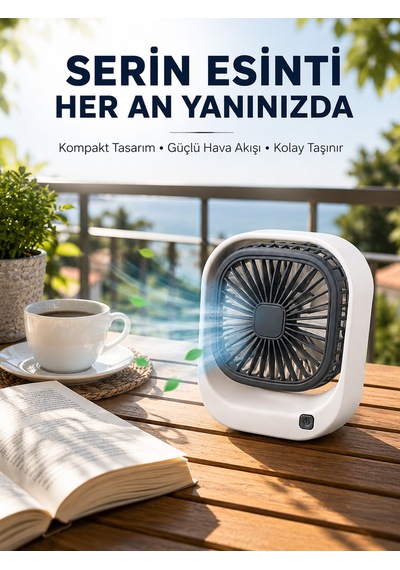 Taşınabilir Şarjlı Masa Fanı Sessiz Ve Güçlü Fan Sistemli - Lisinya
