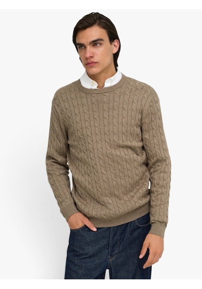 Only & Sons Onslouı Reg 12 Cabel Crew Knıt Noos Erkek Kahverengi Kazak - Os22033762
