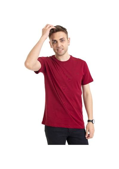 Erkek Yuvarlak Yaka %100 Pamuklu Yüksek Kalite Regular Kalıp Düz Basic T-shirt 212 - Bordo