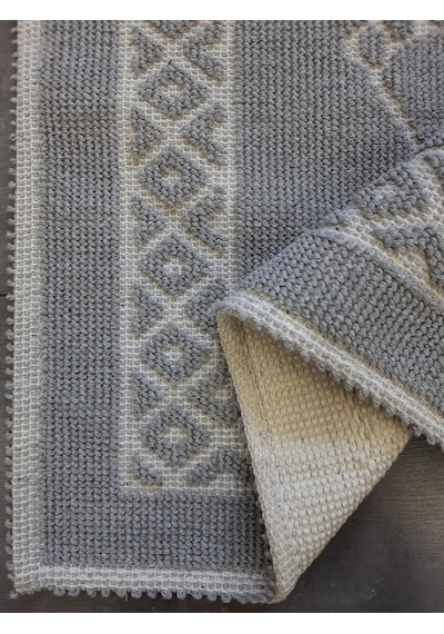 Soffy Doğal Pamuklu Gri & Gri Ayak Paspası Ayak Havlusu 50x70 Cm
