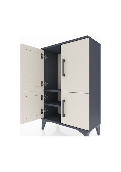 Arges Komodin 2 Raflı 4 Kapaklı 60x30x96 Antrasit-aytaşı Antrasit