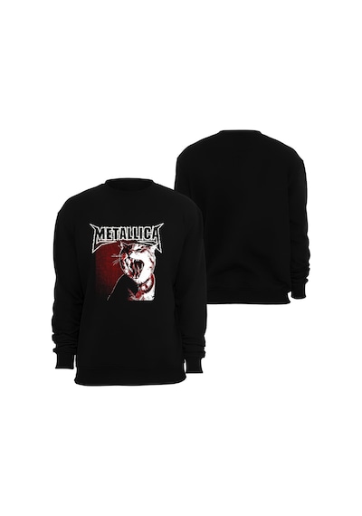 Metallica Metalci Kedi Baskılı Bisiklet Yaka Sweatshirt Siyah
