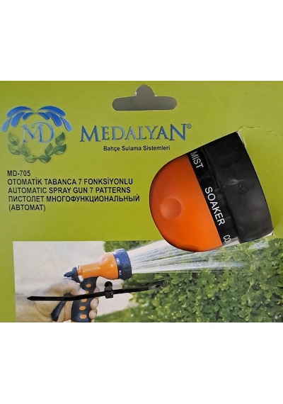 Medalyan Md-705 Otomatik Sulama Tabancası 7 Fonksiyonlu Hortum Takma Aparatı Paket İçeriğinde Yoktur