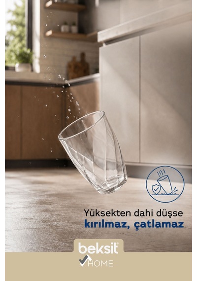 Home Glassy Kırılmaz Polikarbon 6'lı Bardak Şeffaf 400 Ml Şeffaf Şeffaf