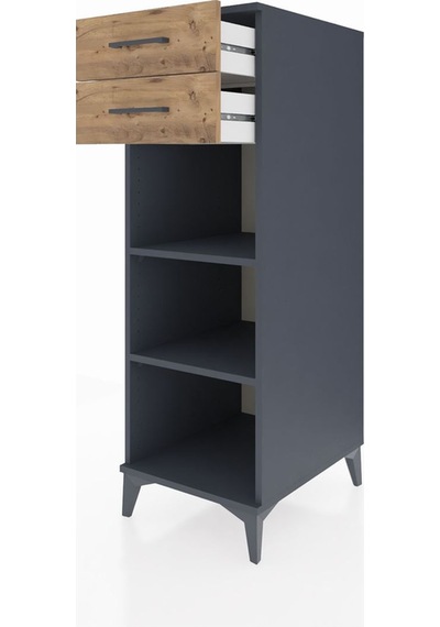 Kronos Dolap 2 Raflı 2 Çekmeceli 44x59x134 Antrasit-çam Antrasit