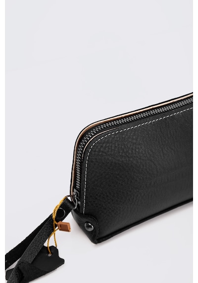 Westbag Unisex Hakiki Dana Derisi Bileklikli El Tutmalı Clutch Çanta Siyah
