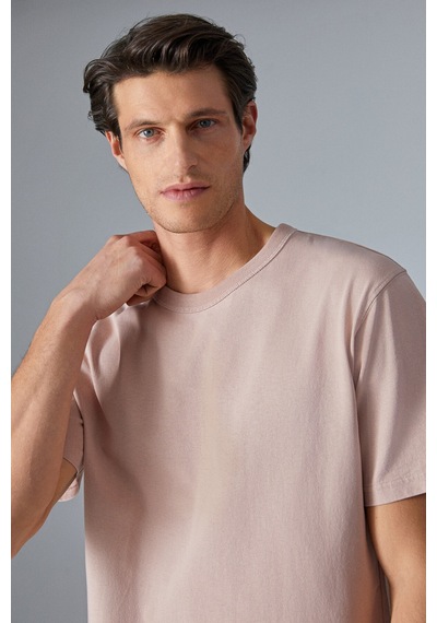 Grimelange Peltz Erkek Relaxed Bisiklet Yaka Kısa Kollu Gül Kurusu T-shirt Gül Kurusu