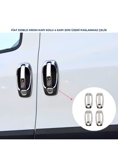 Ebal Otomotiv Fiat Doblo Krom Kapı Kolu ve Çerçevesi 8 Parça 2010-2014 arası