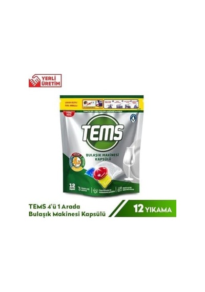Tems 4 Ü 1 Arada Bulaşık Makinesi Kapsülü 12 Li 134 Gr