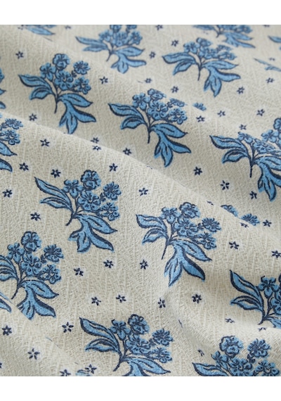 English Home Blue Bouquet Baskılı Pamuklu Çift Kişilik Pike 200x220 Cm Mavi Mavi