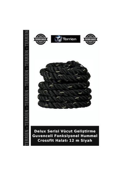 Delux Serisi Vücut Geliştirme Guvenceli Fonksiyonel Hummel Crossfit Halatı 12 M Siyah