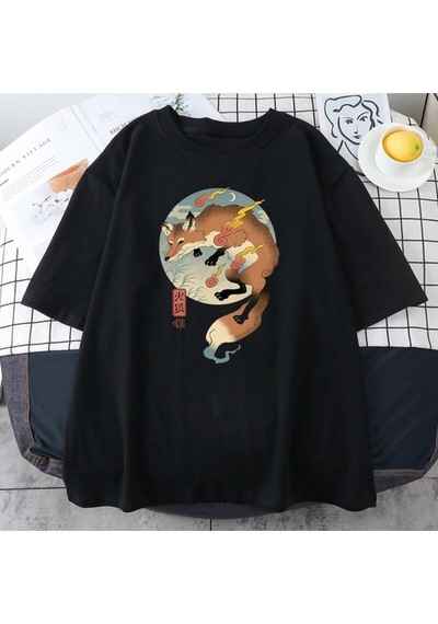 Noıssey Kırmızı Etiket Gala Japon Kültürü Moda Baskılı Unisex T-shirt Mod67 17423 Siyah