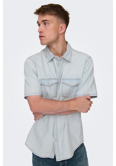 Only & Sons Onsbane 9181 Gua Dnm Ss Shırt Erkek Mavi Denim Gömlek - 22029181 Mavi