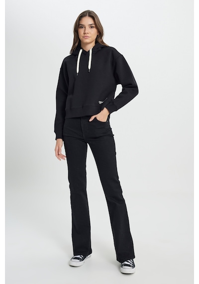 Regular Fit Normal Kesim Kapüşonlu İçi Polarlı Siyah Sweatshirt W242761001 Siyah