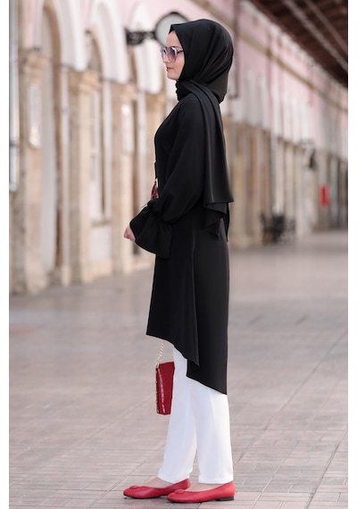 Raika Moda Feryal Büyük Beden Pantolon Tunik Tesettür Takım Siyah
