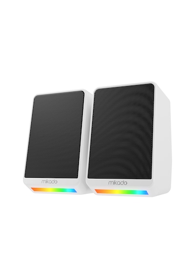 Mikado Md-178 2.0 3w-2 Beyaz Rgb Aydınlatmalı Usb + 3.5mm Usb 5v Speaker Hoparlör