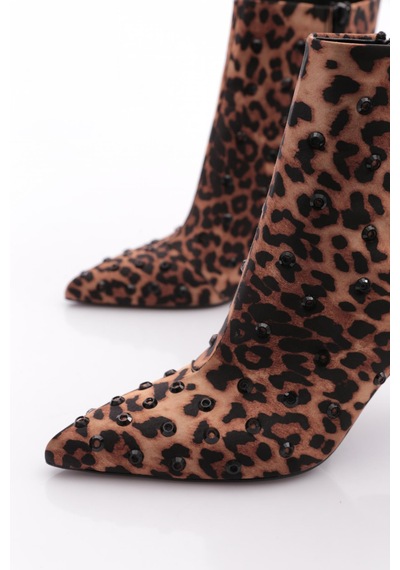 Dgn 8794 Kadin Zimbali Topuklu Bot Leopar