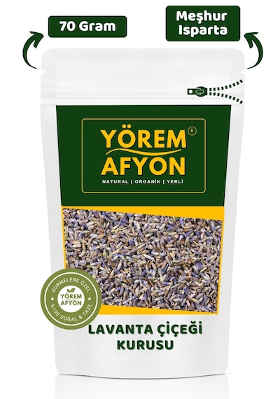 Yörem Afyon Isparta Keçiborlu Yerli Mahsul Hoş Kokulu Lavanta Çiçeği Kurusu Lavandula Angustifolia 70gr.