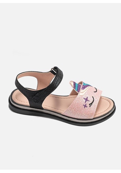 Casabony Unicorn Shine 3d Kız Sandalet Pembe - Siyah