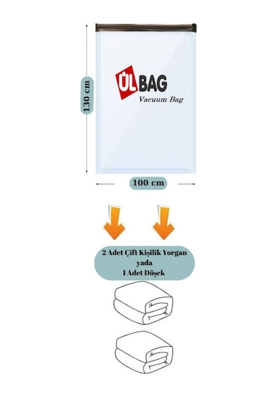 3 Adet En Büyük Boy 100 Cm X 130 Cm Yorgan Ve Döşek Vakumlu Poşet- Vakumlu Hurç - Vakumlu Torba Şeffaf